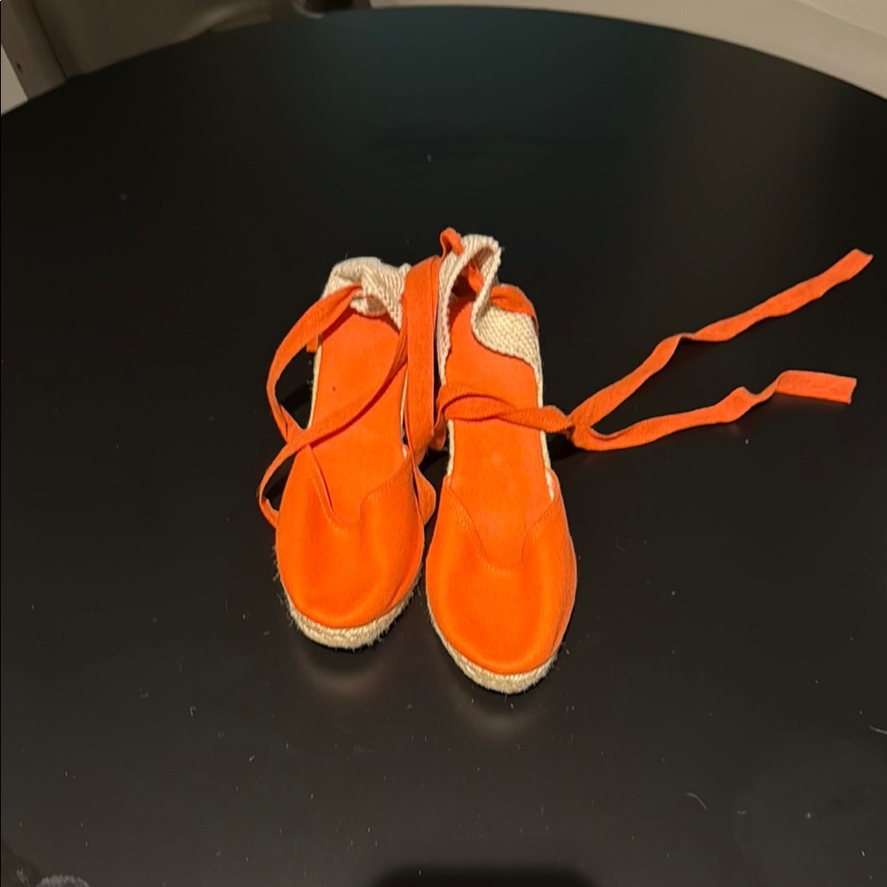 Women Orange Espadrille Shoes 39